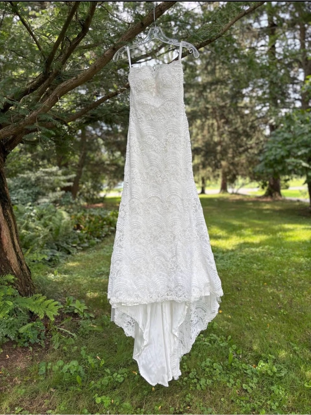 Lace Strapless Bridal Gown in Ivory